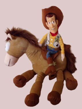 Disney Pixar Toy Story Woody & Bullseye Plush Set 18" Woody 20" Bullseye